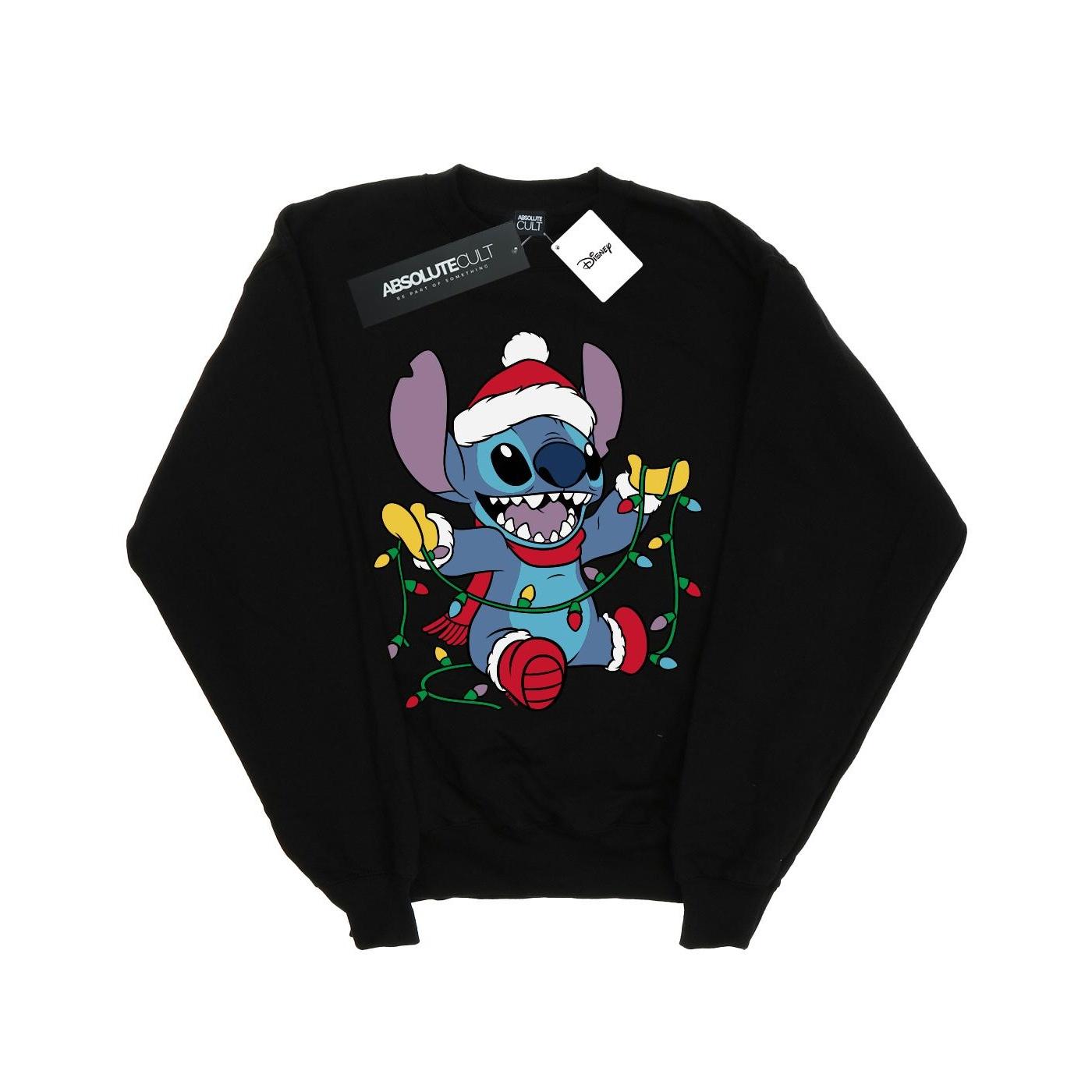 Disney Herren Lilo und Stitch Weihnachtslichter-Sweatshirt 5XL schwarz von Joom DACH