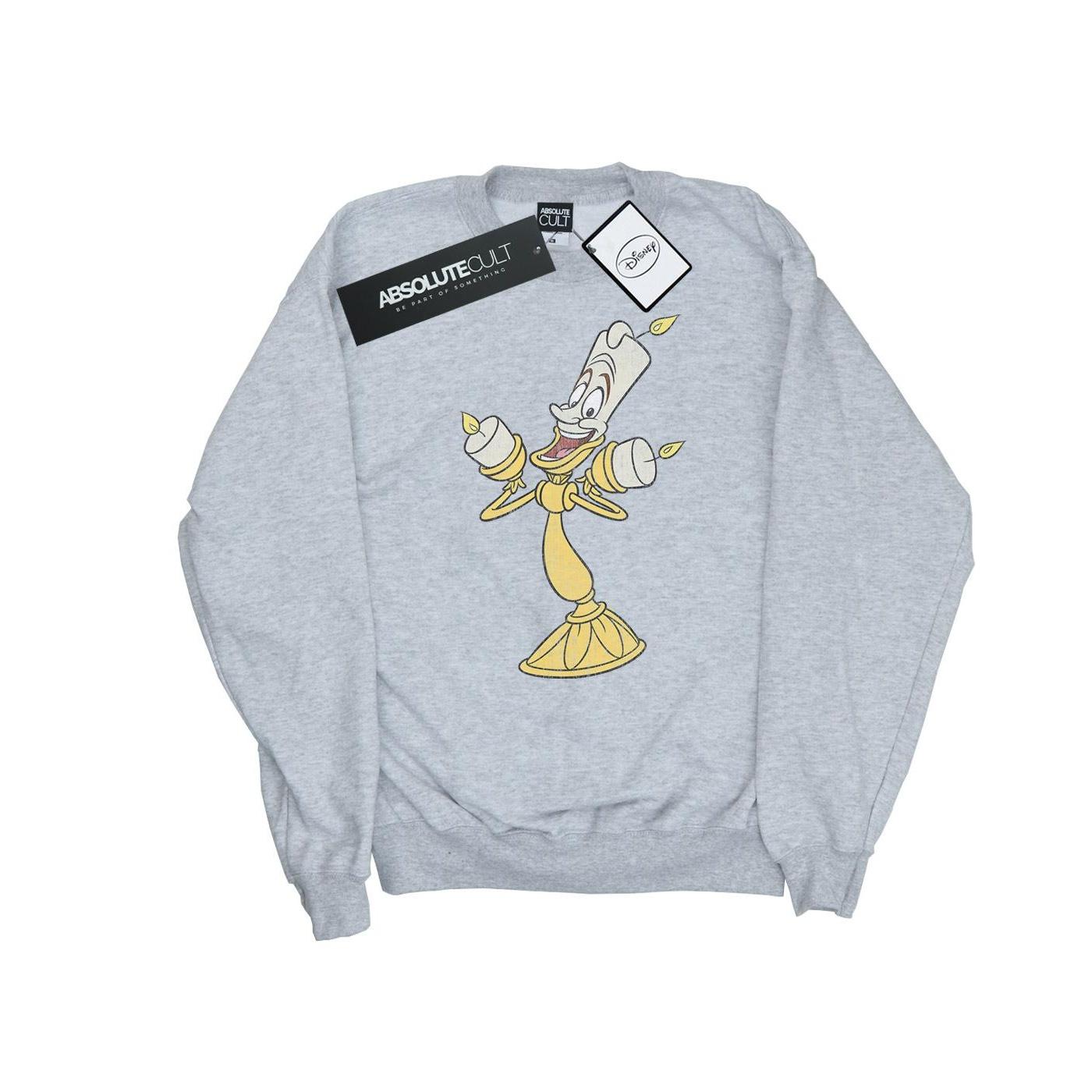 Disney Herren-Sweatshirt „Die Schöne und das Biest Lumiere“ in Distressed-Optik XXL grau von Joom DACH