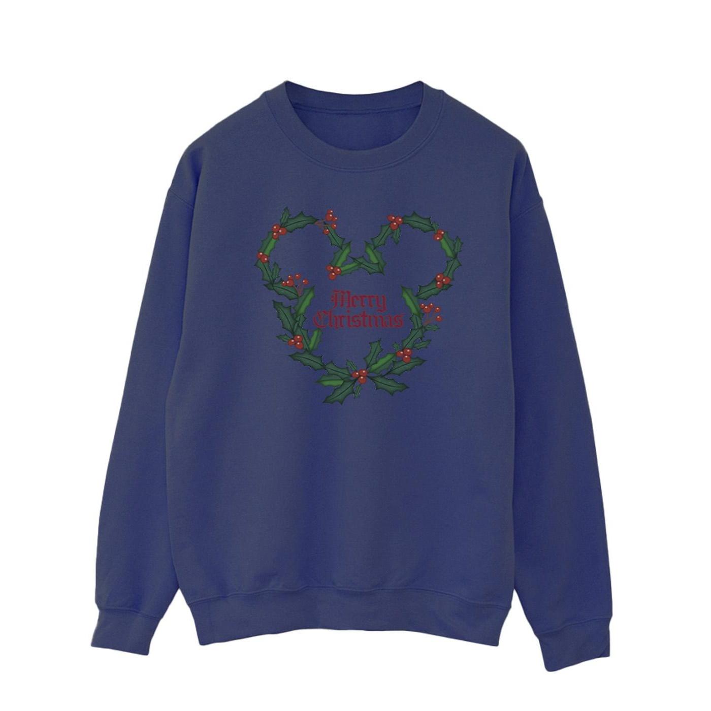 Disney Herren-Sweatshirt „Mickey Mouse Merry Christmas Holly“. L weiß von Joom DACH
