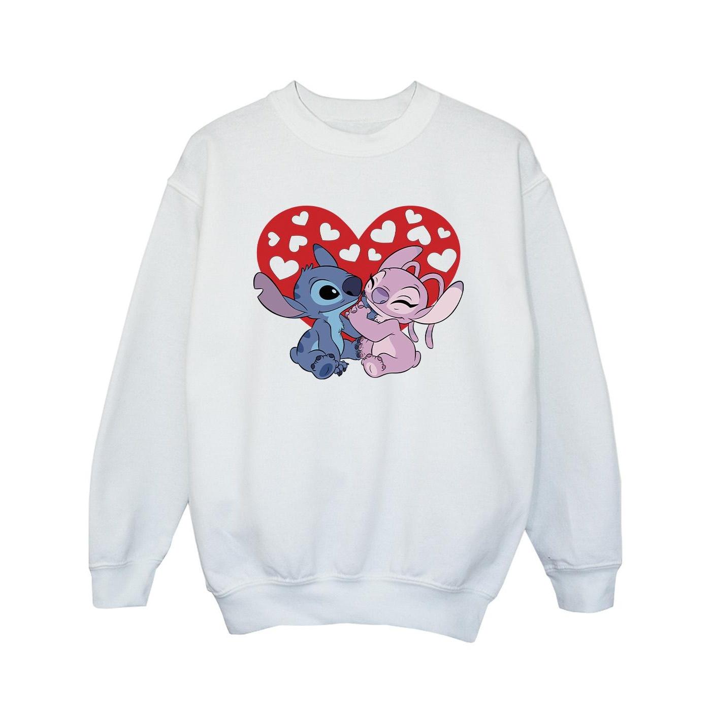 Disney Mädchen Lilo & Stitch Hearts Sweatshirt 3-4 Years weiß von Joom DACH