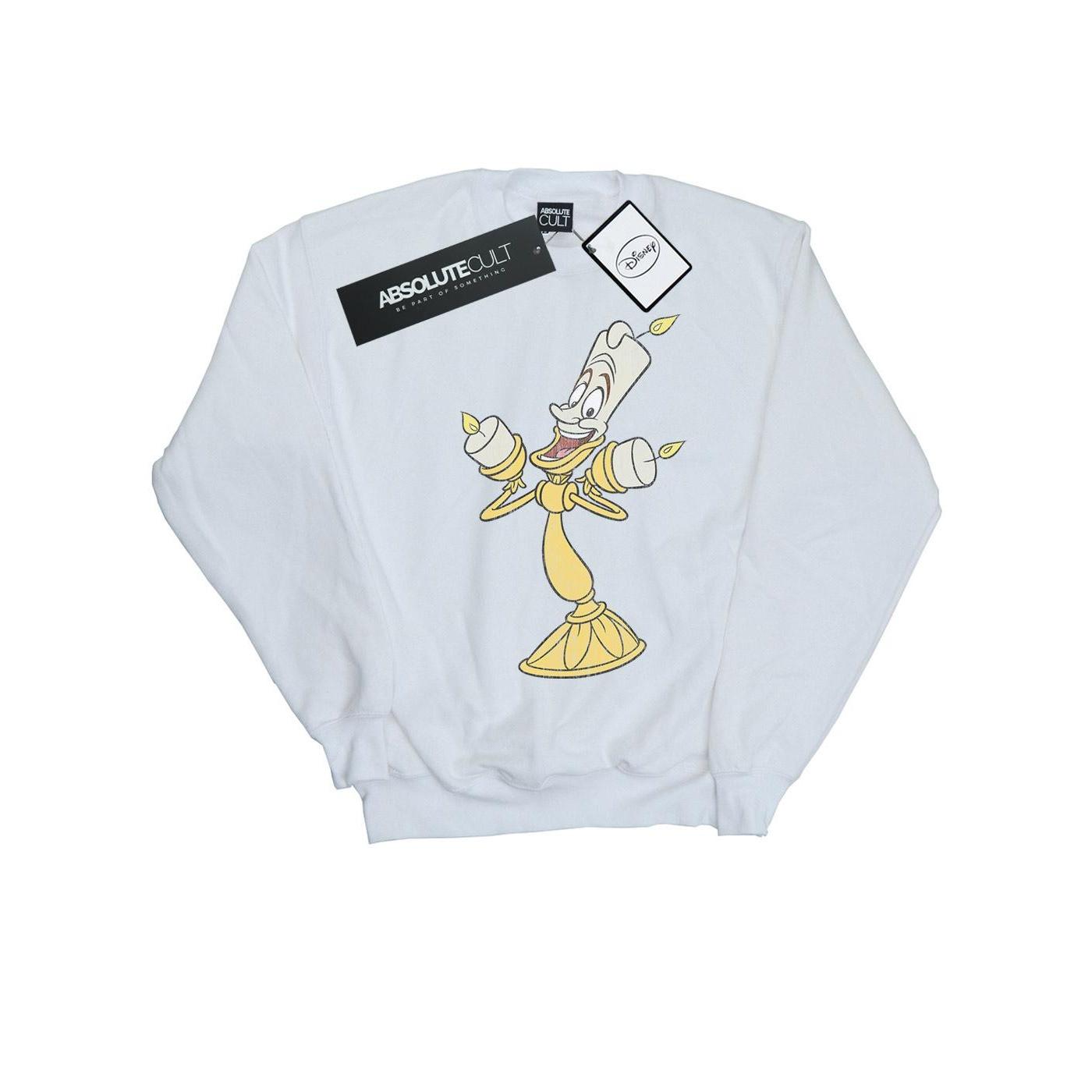 Disney Mädchen-Sweatshirt „Die Schöne und das Biest Lumiere“ in Distressed-Optik 7-8 Years weiß von Joom DACH