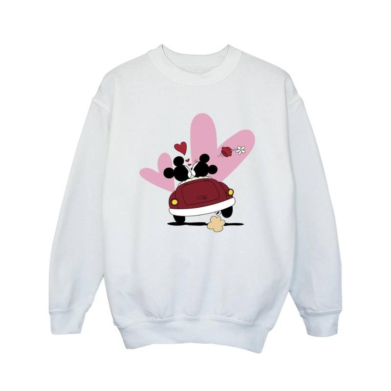 Disney Mädchen-Sweatshirt mit Mickey-Mouse-Auto-Aufdruck 7-8 Years weiß von Joom DACH