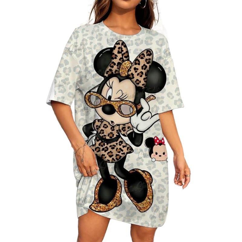 Disney Micky Maus Print Damenkleid Elegant Süß Lässig Kurzarm Locker A-Linien-Kleid Sommer Strandkleid Damen Sommerkleid L von Joom DACH