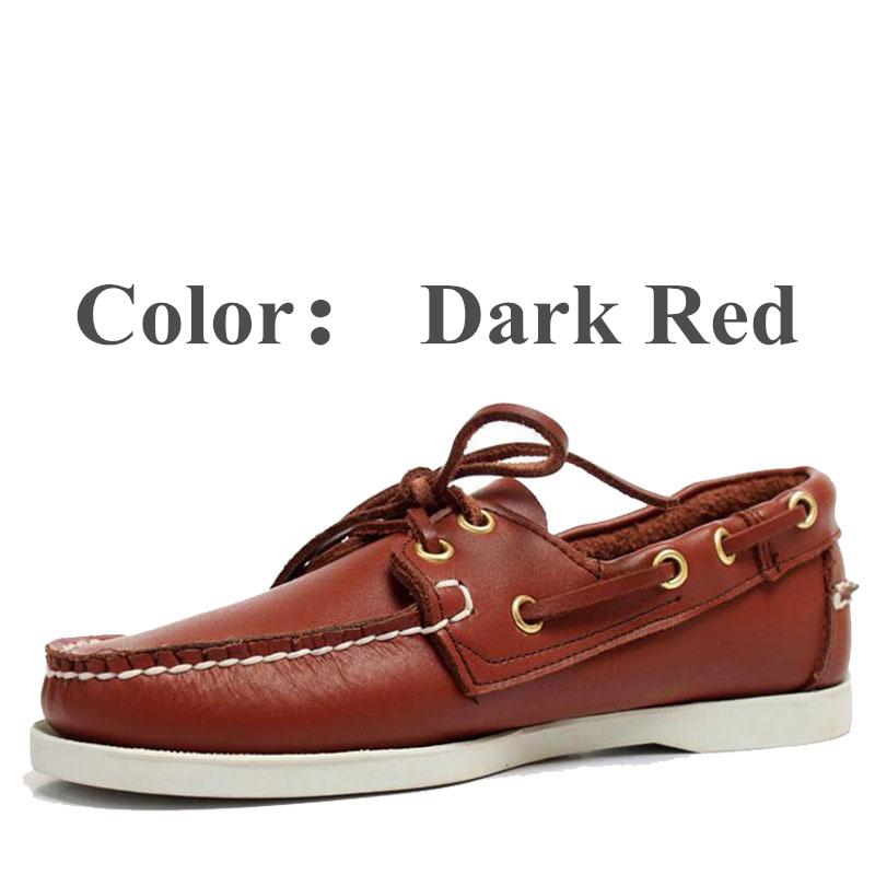 Docksides Klassische Bootsschuhe aus echtem Leder für Herren und Damen, Marineblau-Rot, Übergröße 36–46, Marken-Flats-Loafer A085 39 von Joom DACH