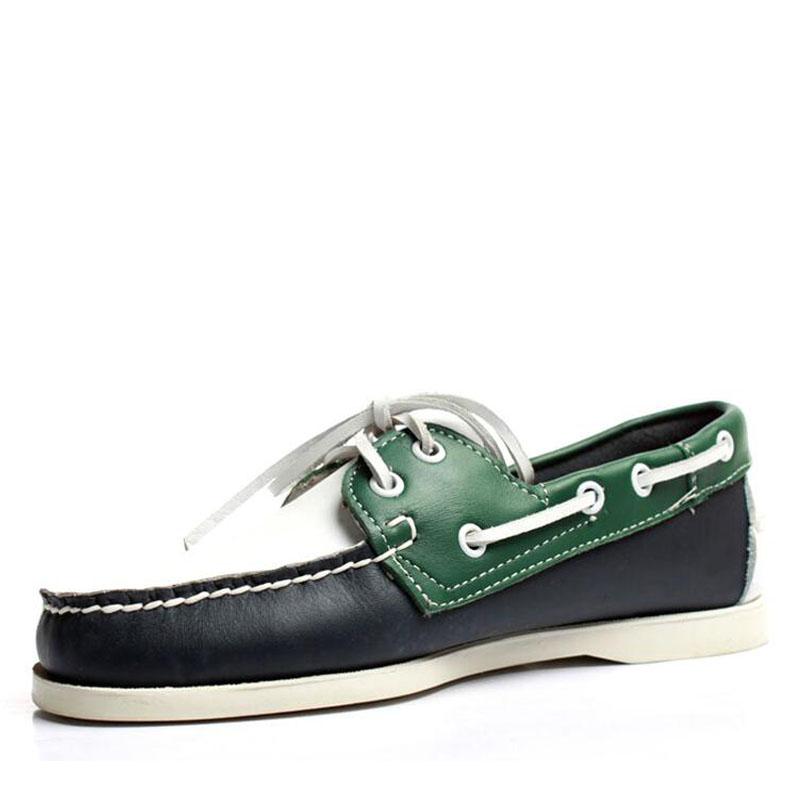 Docksides Klassische Bootsschuhe für Herren und Damen aus echtem Leder, Homme Femme Weiß-Grün, Übergröße 36–46, Marken-Flachschuhe, Halbschuhe A079 44 von Joom DACH