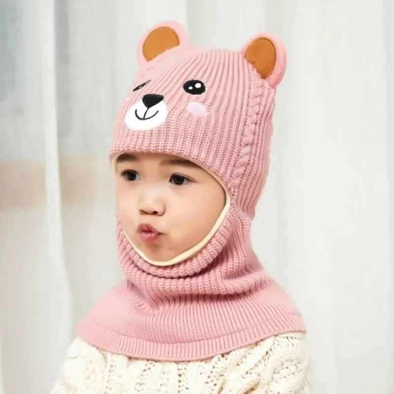 Doitbest Beanie für Jungen und Mädchen, schützt den Nacken, Bär, winddicht, Winter-Strickmütze, Ohrenklappen für Kinder von 2 bis 7 Jahren 2 to 7 years old von Joom DACH