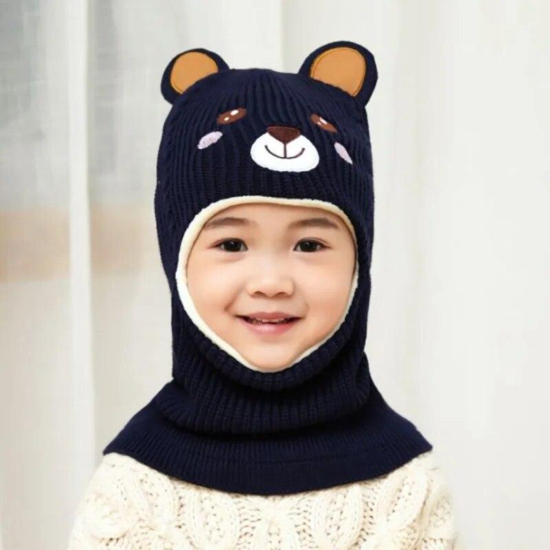 Doitbest Beanie für Jungen und Mädchen, schützt den Nacken, Bär, winddicht, Winter-Strickmütze, Ohrenklappen für Kinder von 2 bis 7 Jahren 2 to 7 years old von Joom DACH