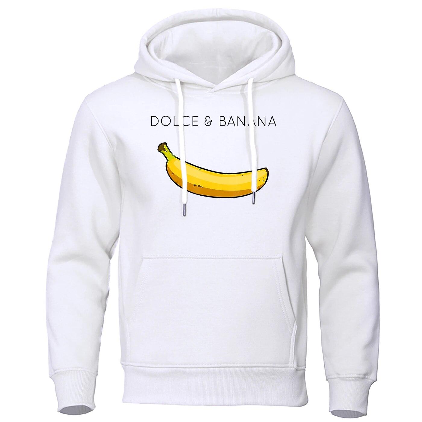Dolce Banana Printing Damen Sweatshirt Mode Lässige Hoodies Herbst Lose Pullover Tops Tasche Fleece Warme Sportbekleidung 2XL von Joom DACH