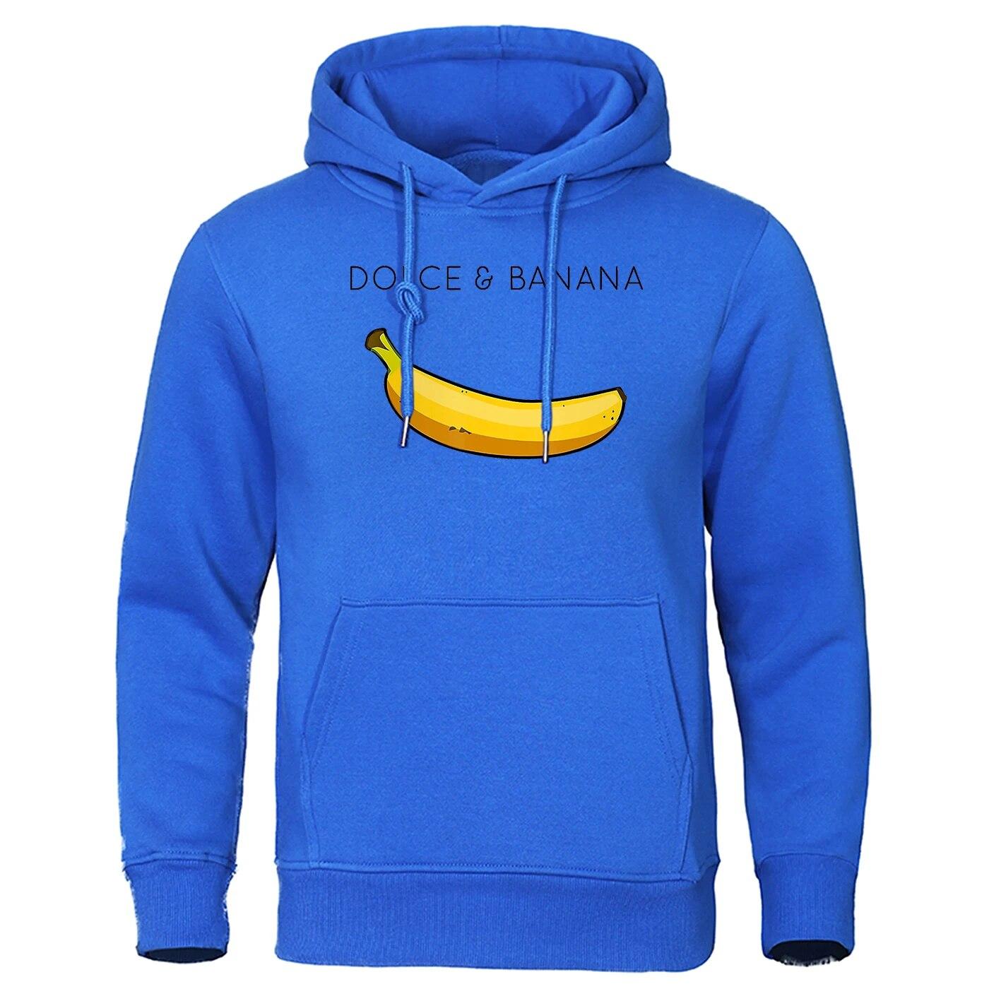 Dolce Banana Printing Damen Sweatshirt Mode Lässige Hoodies Herbst Lose Pullover Tops Tasche Fleece Warme Sportbekleidung 2XL von Joom DACH