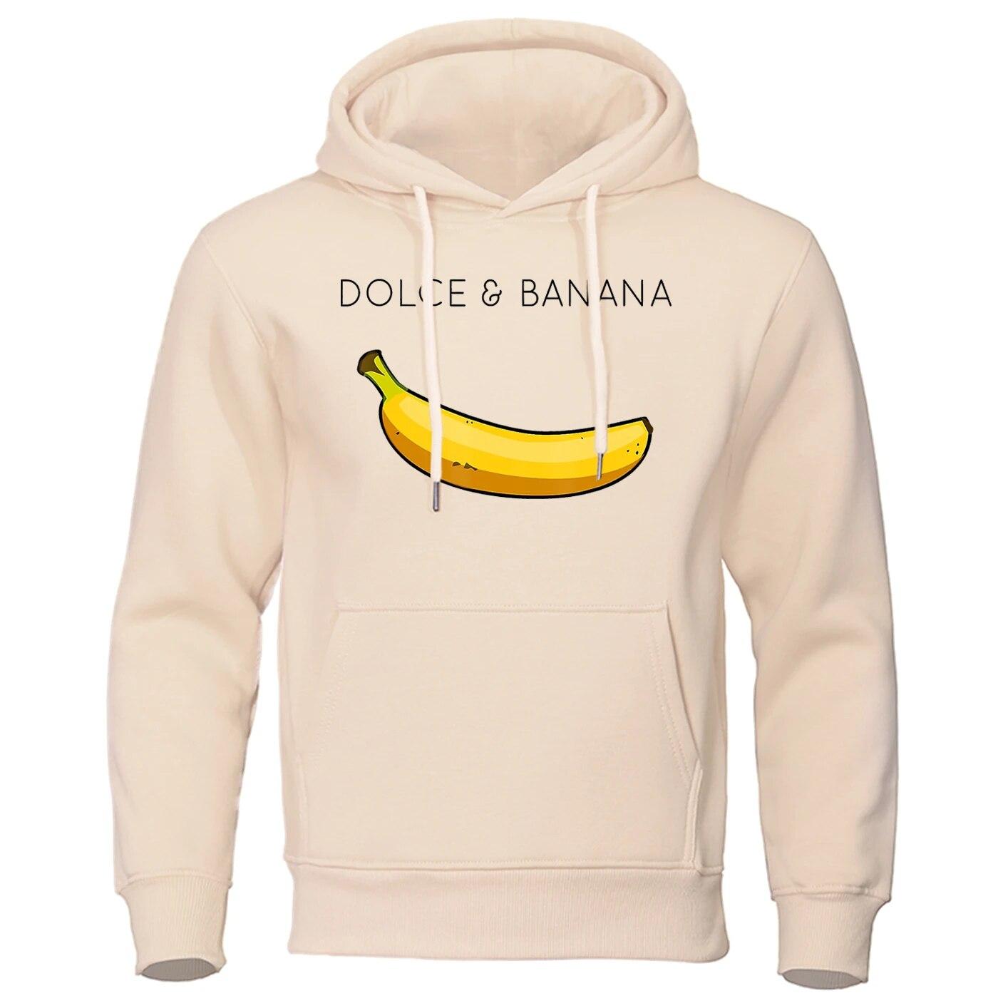Dolce Banana Printing Damen Sweatshirt Mode Lässige Hoodies Herbst Lose Pullover Tops Tasche Fleece Warme Sportbekleidung 2XL von Joom DACH
