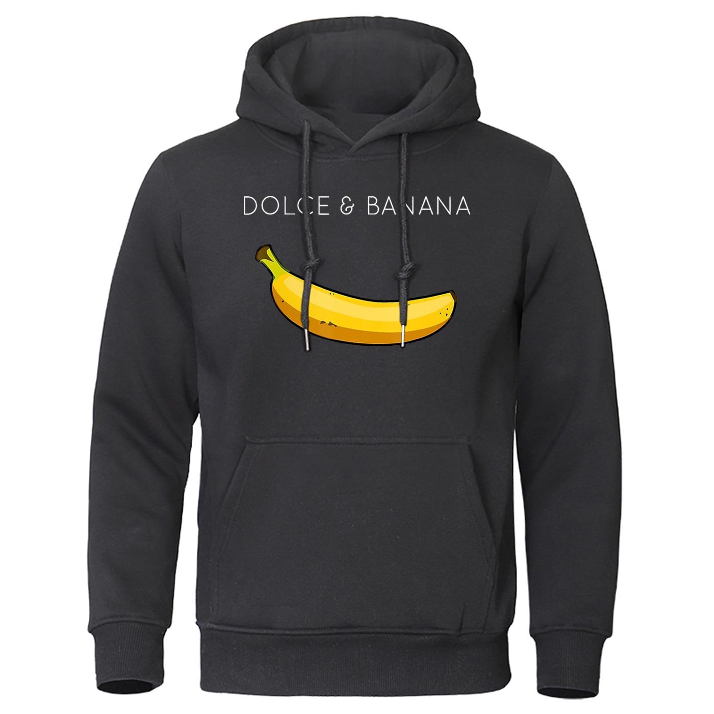 Dolce Banana Printing Damen Sweatshirt Mode Lässige Hoodies Herbst Lose Pullover Tops Tasche Fleece Warme Sportbekleidung L von Joom DACH