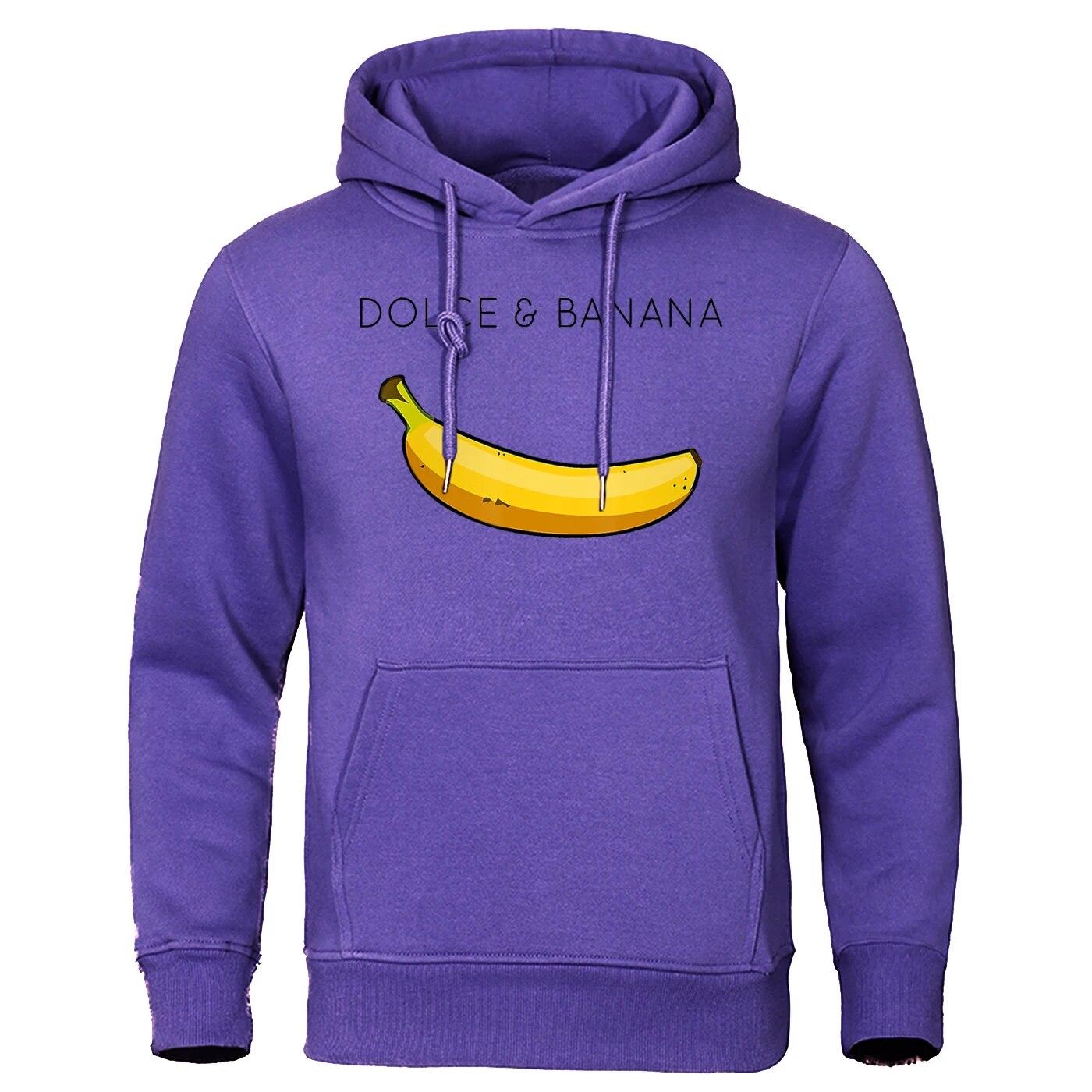 Dolce Banana Printing Damen Sweatshirt Mode Lässige Hoodies Herbst Lose Pullover Tops Tasche Fleece Warme Sportbekleidung L von Joom DACH