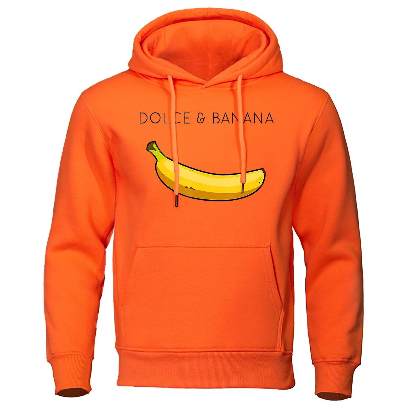 Dolce Banana Printing Damen Sweatshirt Mode Lässige Hoodies Herbst Lose Pullover Tops Tasche Fleece Warme Sportbekleidung L von Joom DACH