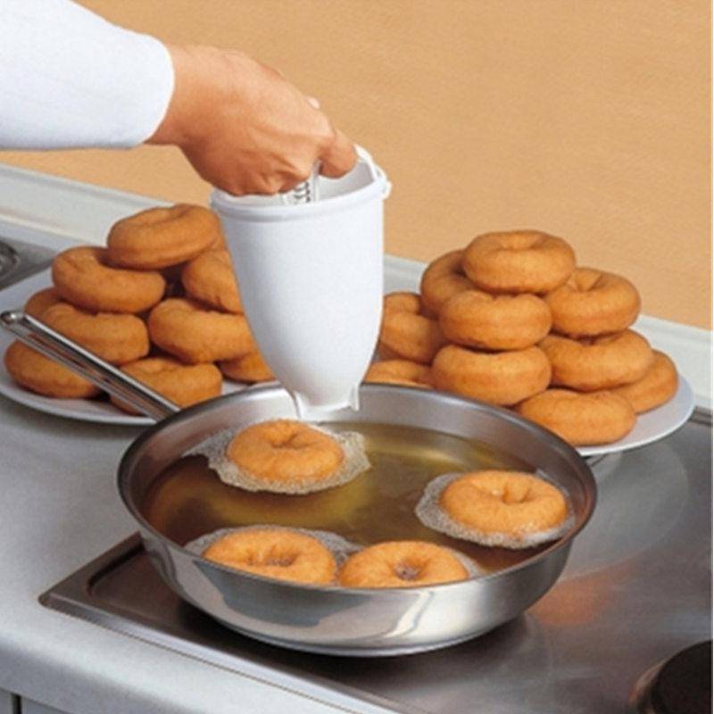 Donut Form Tragbare Donut Maker Diy Backen Werkzeuge Küche Melker Backform Manuelle Waffel Spender Donut Maschine Einfach Schnell 1PCS weiß von Joom DACH