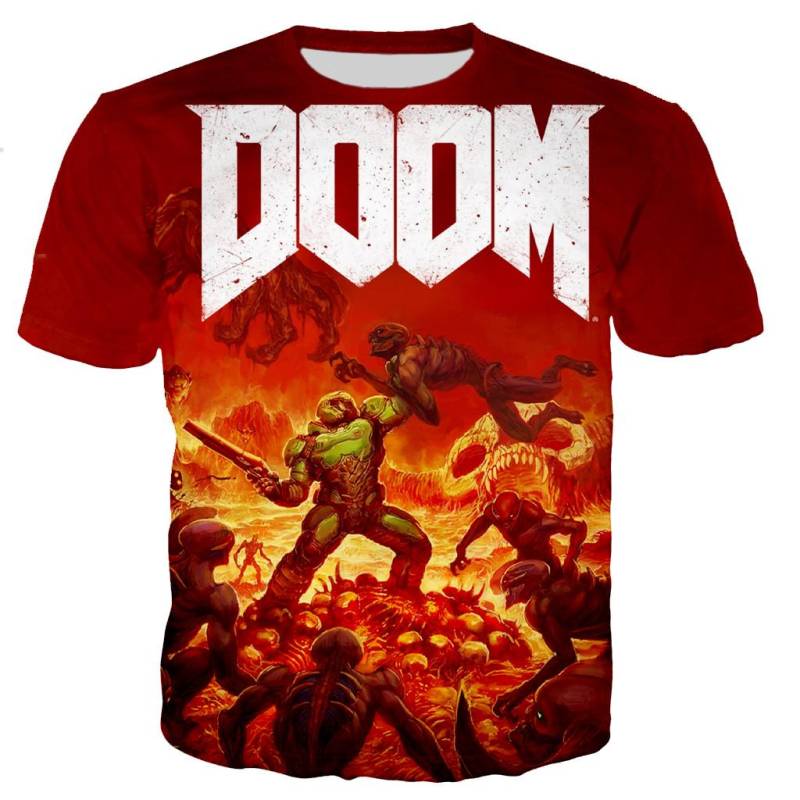 Doom T-Shirts FPS Spiel 3D Print Streetwear Männer Frauen Kühlen Übergroßen Oansatz T-shirt Harajuku Mode Kinder Jungen Tees Tops kleidung L von Joom DACH