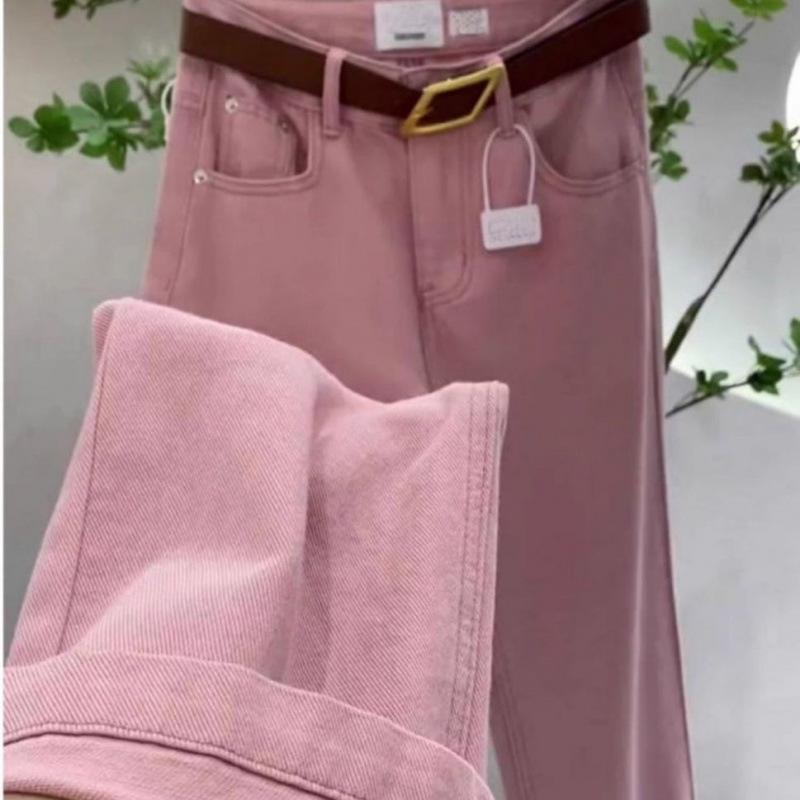 Dopamin-Mädchen High Waist Slim Fit Seeblaue Jeans L rosa von Joom DACH