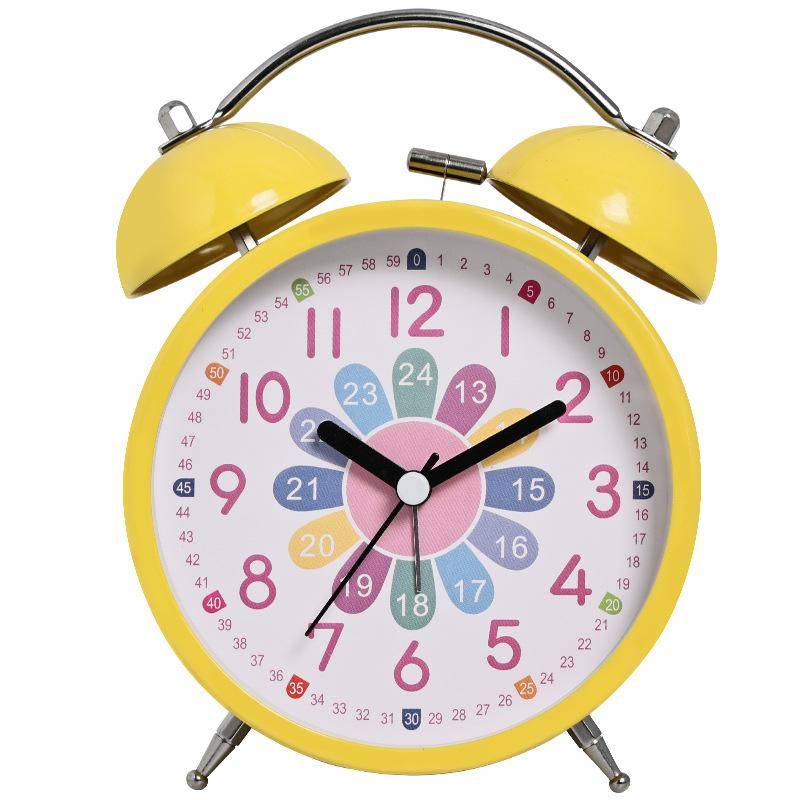 Doppelglocken Kinderwecker Zeitlehrer Schlafzimmer Tischuhr Leise Nicht tickend Bürouhr mit Nachtlicht B gelb von Joom DACH