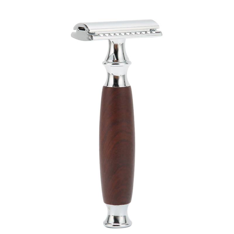 Doppelklingen-Sicherheitsrasierer Herren Zuhause Salon Tragbar Zinklegierung Holzgriff Manueller Rasierer (Ohne von Joom DACH