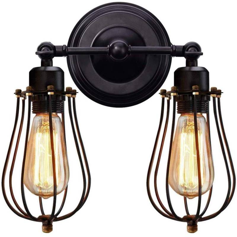 Doppelkopf Wandleuchte Industrielle Drahtkäfig Wandleuchte Vintage Stil Wandlampe Doppelkopf Wandleuchte Industrielle Drahtkäfig Wandleuchte Vintage Stil Wandlampe von Joom DACH