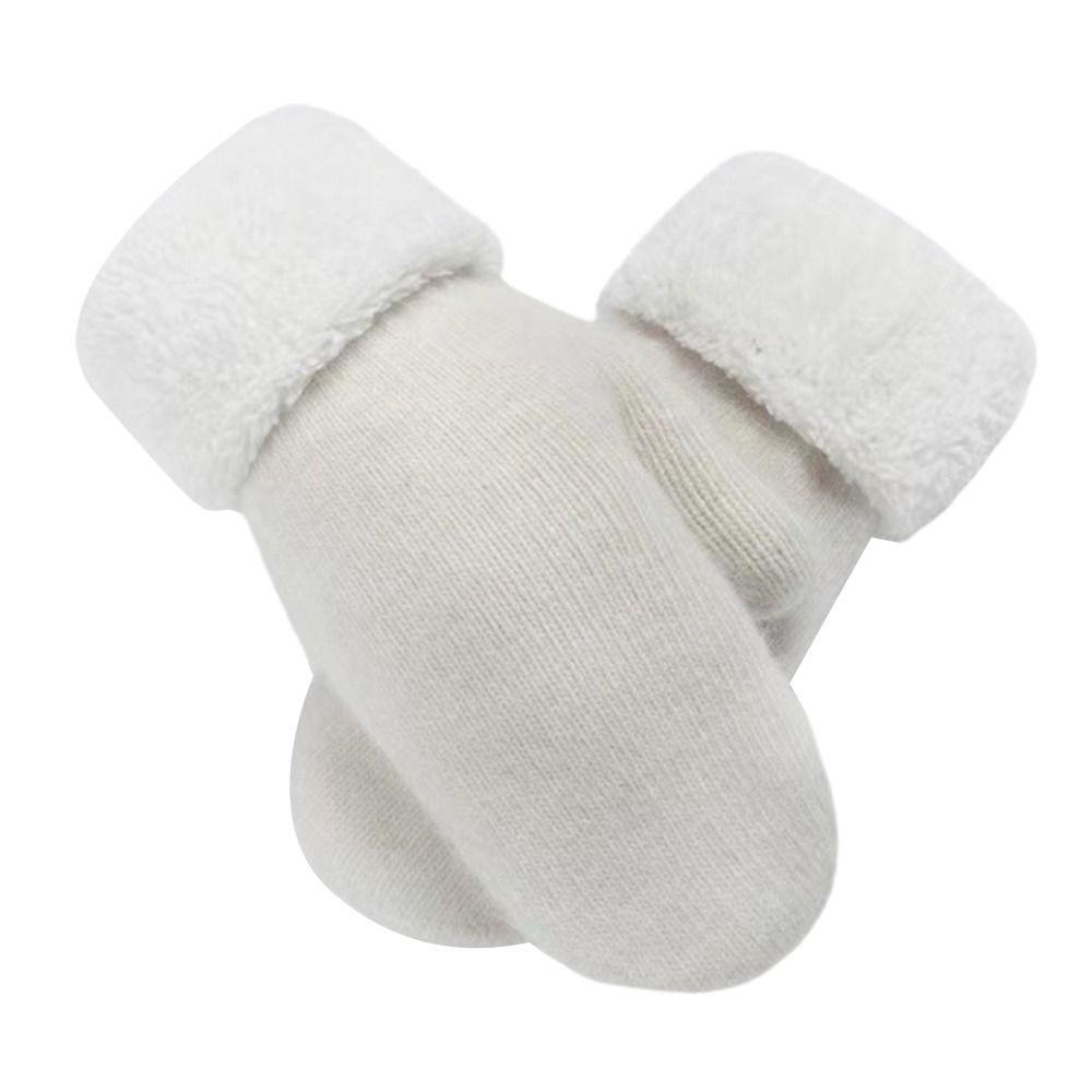 Doppellagige Vollfingerhandschuhe Wolle Kaschmir Strickhandschuhe Plüsch Fäustlinge Kalt Draußen weiß von Joom DACH