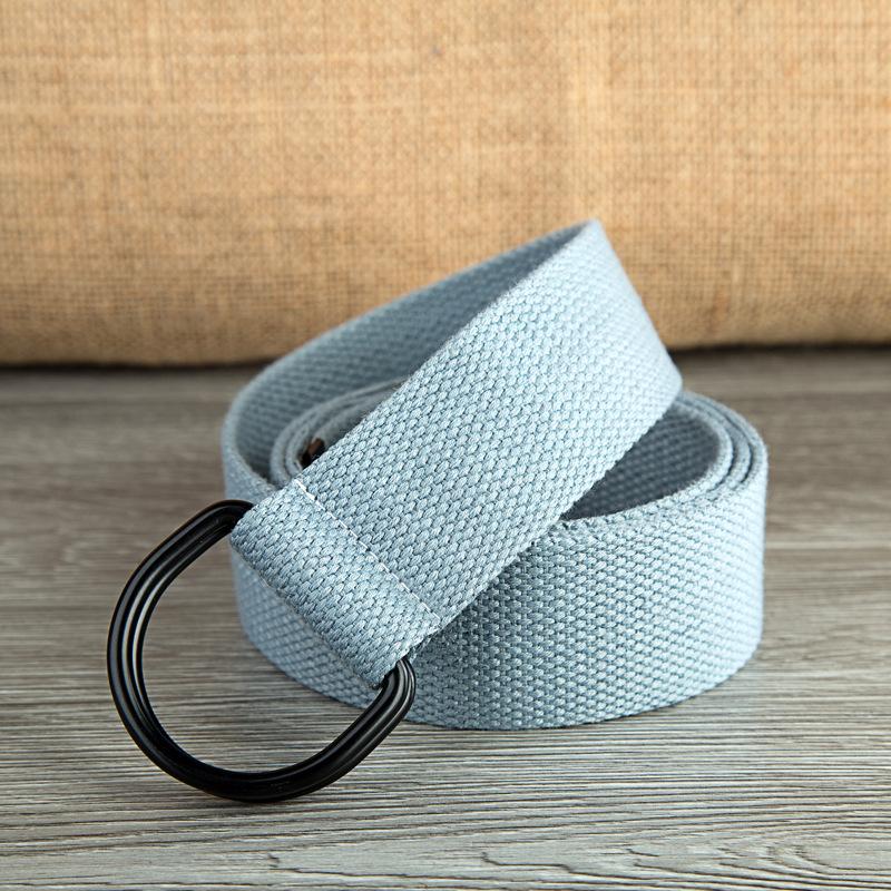 Doppelring-Schnallen-Canvas-Gürtel für Herren und Damen, Schwarz, D-Typ-Schnalle, Stoff-Stoffgürtel, halbrunder Ring, verlängerte Canvas-Hose 120cm hellgrau Doppelring-Schnallen-Canvas-Gürtel für Herren und Damen, Schwarz, D-Typ-Schnalle, Stoff-Stoffgürtel, halbrunder Ring, verlängerte Canvas-Hose 120cm hellgrau von Joom DACH