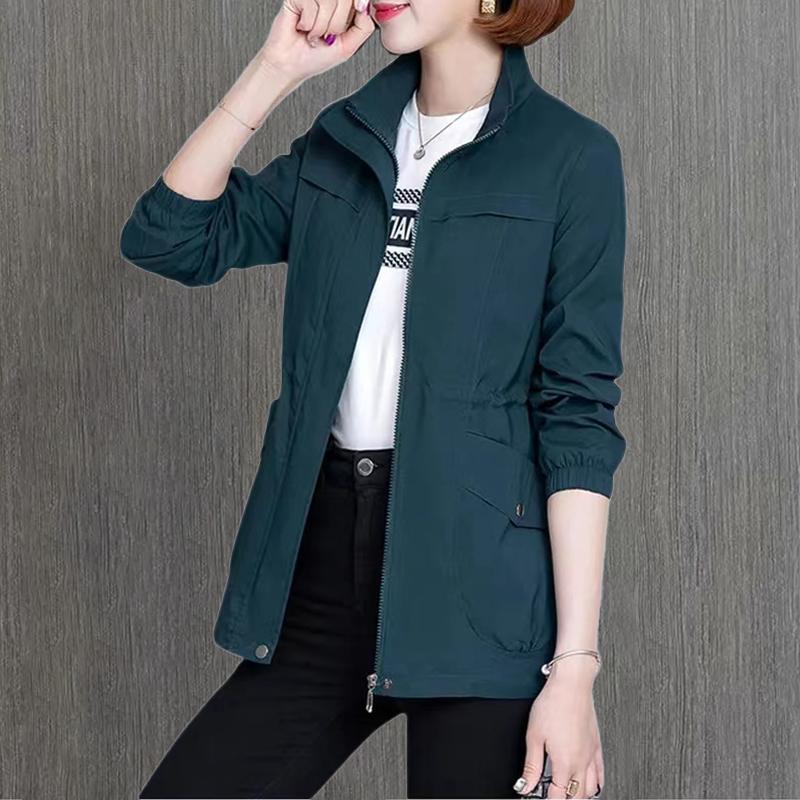 Doppelschicht Frauen Windjacke Frühling Herbst Kurzmantel Mode Plus Größe Stehkragen Damenjacke 4XL blau/grün Doppelschicht Frauen Windjacke Frühling Herbst Kurzmantel Mode Plus Größe Stehkragen Damenjacke 4XL blau/grün von Joom DACH