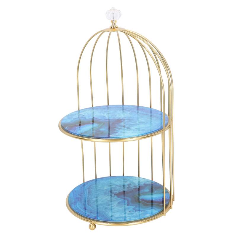 Doppelschichtiges Aufbewahrungsregal Vogelkäfig Organizer Ausstellungsständer für Badezimmer Arbeitsplatte Schminktisch Agate Stone Pattern von Joom DACH