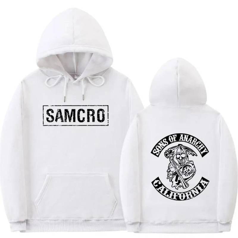 Doppelseitig bedruckter Hoodie Sweatshirt Tops Sons of Anarchy SAMCRO Herren Damen Mode Markendesign Pullover Fleece Hoodies M weiß von Joom DACH
