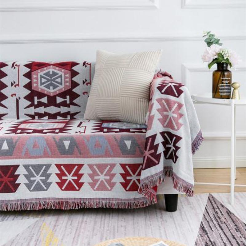 Doppelseitig gestrickte Sofadecke aus Faden, amerikanischer Stil, geometrisches Muster, Handtuch für Zweisitzer, Bezüge für das Wohnzimmer 180x230cm von Joom DACH