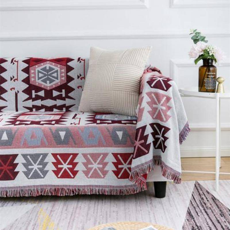 Doppelseitig gestrickte Sofadecke aus Faden, amerikanischer Stil, geometrisches Muster, Handtuch für Zweisitzer, Bezüge für das Wohnzimmer 180x230cm von Joom DACH