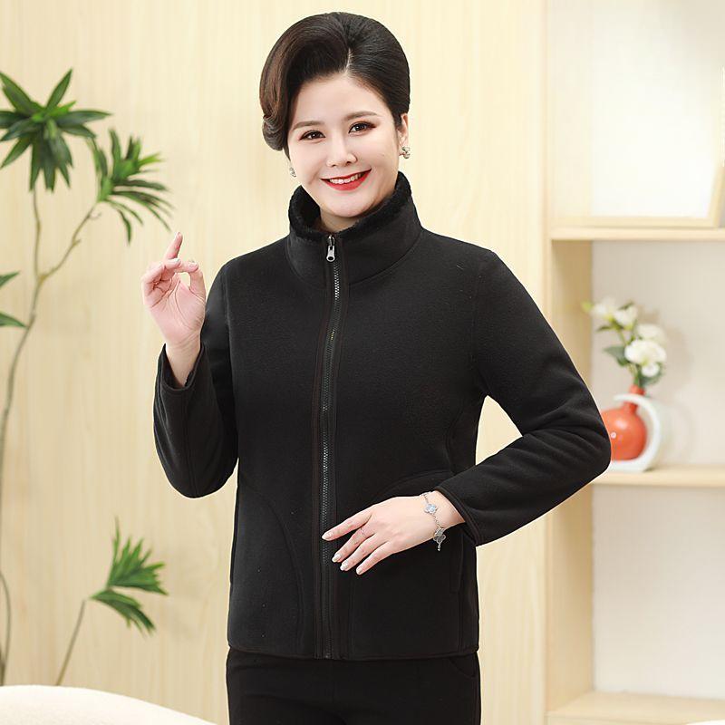 Doppelseitig tragbare Damen-Fleece-Fleece-Jacke aus Korallenfleece sowie samtverdickter Damenpullover, modische Übergröße XXXXXL schwarz von Joom DACH