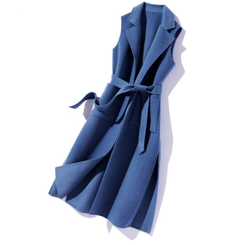 Doppelseitige Fleecejacke Mittellange Weste Damen Lockere Windjacke Damen Senden Gürtel Taille und Dünn XXL von Joom DACH