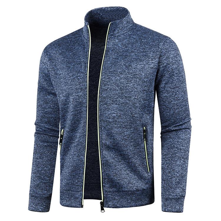 Doppelseitige Fleecejacke für Herren, Herbst/Winter, dick, warm, Arbeits-/Reisejacke, durchgehender Reißverschluss, Stehkragen, winddichter Mantel M navy blau von Joom DACH