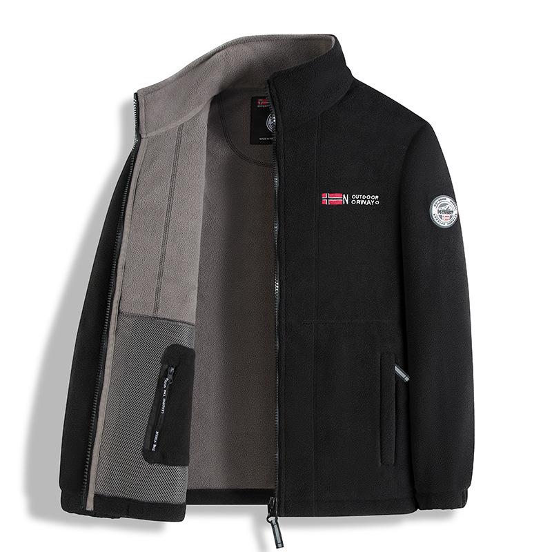 Doppelseitige Fleecejacke mit Fleece für lässige Outdoor-Bekleidung und dicke, warme Jacke für Herren XL von Joom DACH