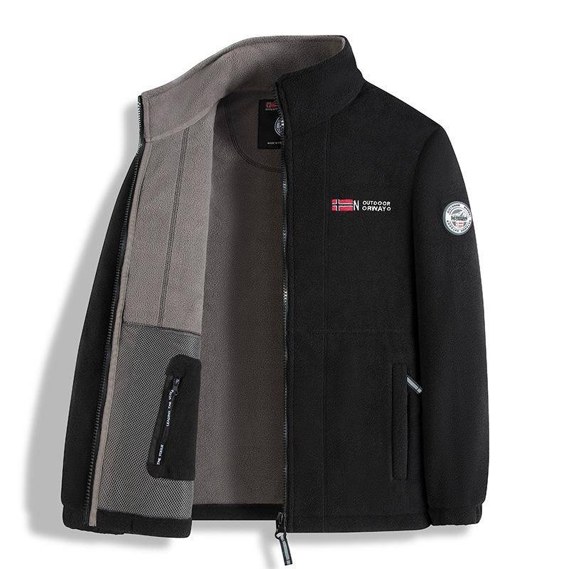 Doppelseitige Fleecejacke mit Fleece für lässige Outdoor-Bekleidung und dicke, warme Jacke für Herren XL von Joom DACH