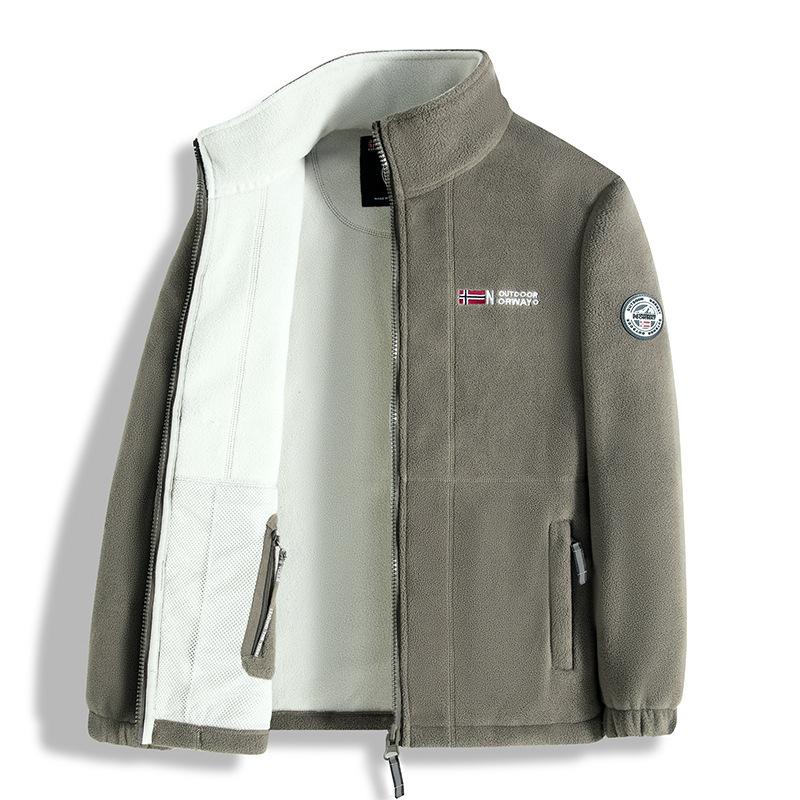 Doppelseitige Fleecejacke mit Fleece für lässige Outdoor-Bekleidung und dicke, warme Jacke für Herren XXXL von Joom DACH