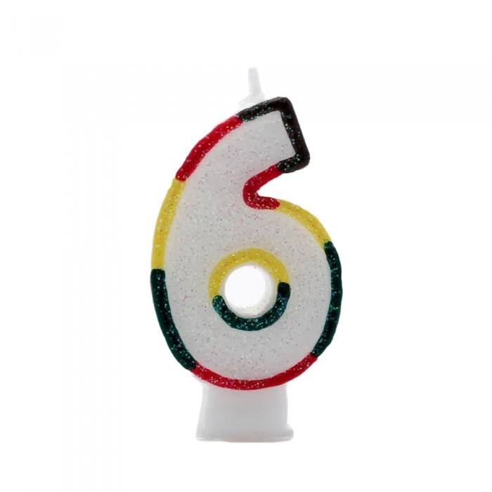Doppelseitige Glitzer-Kaleidoskop-Kerze zum 6. Geburtstag One Size weiß von Joom DACH