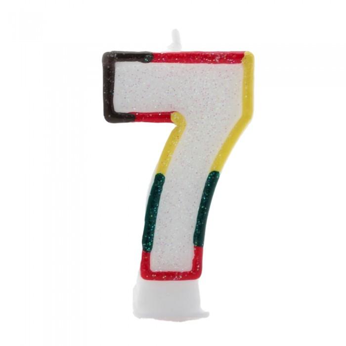 Doppelseitige Glitzer-Kaleidoskop-Kerze zum 7. Geburtstag One Size weiß von Joom DACH