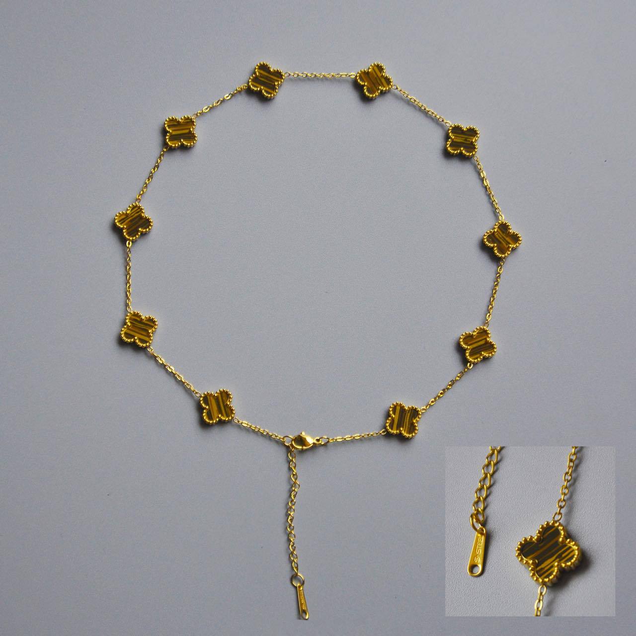 Doppelseitige Halskette mit Kleeblatt und 10 Blumen, 18 Karat Kleeblatt-Halskette für Damen, Premium Sense-Halskette aus Titanstahl von Joom DACH