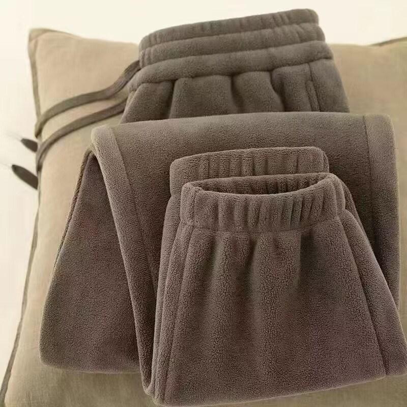 Doppelseitige Polarfleece-Hose, verdickte Fleece-Hose mit Fleece-Futter für Herren, warme Jogginghose für die Arbeit, Sport- und Freizeithose für den Winter 4XL dunkelbraune von Joom DACH