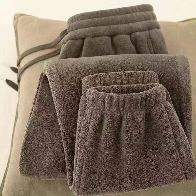 Doppelseitige Polarfleece-Hose, verdickte Fleece-Hose mit Fleece-Futter für Herren, warme Jogginghose für die Arbeit, Sport- und Freizeithose für den Winter L dunkelbraune von Joom DACH