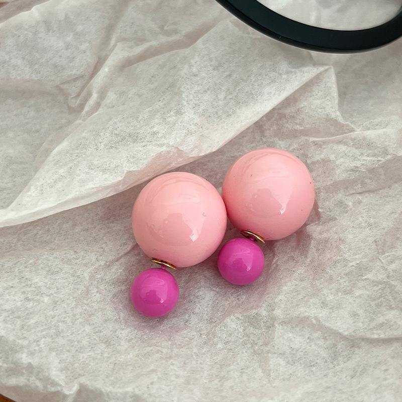 Doppelseitige runde Kugelohrringe für Frauen, luxuriöser süßer rosa Ohrstecker, neu 2023, einfarbig, einzigartiges Zubehör rosa von Joom DACH