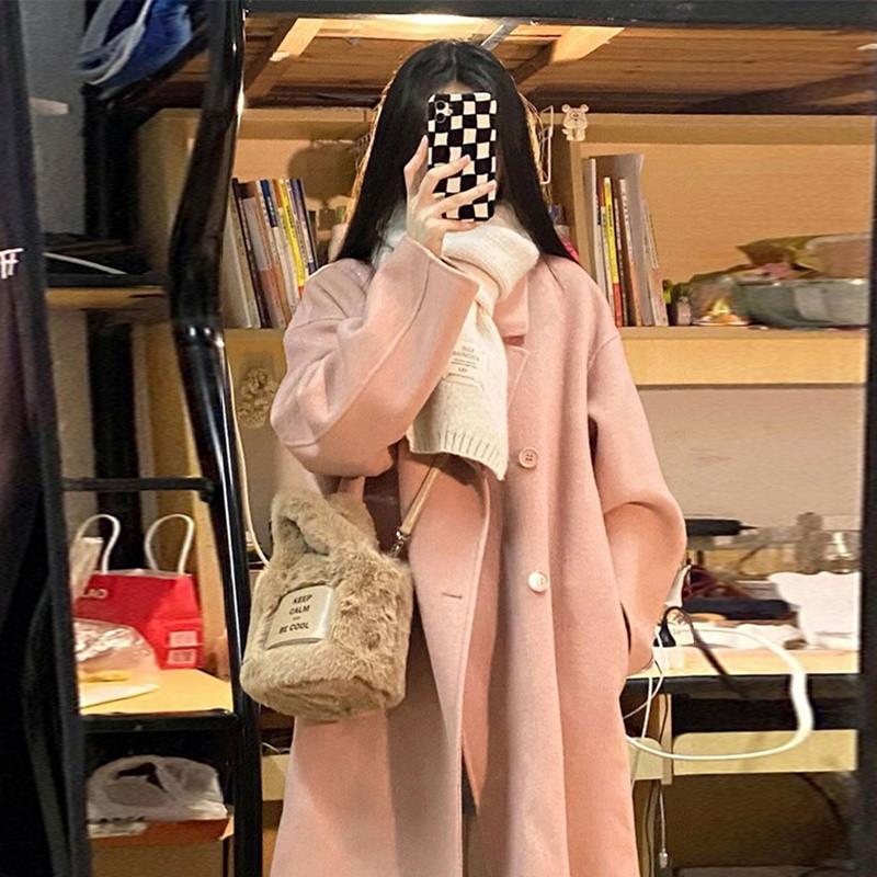 Doppelseitiger Fleece-Mantel für Damen, Mittellanger Winter-Daunenmantel im koreanischen Stil, Verdicktes Futter, Kleiner Mantel XL von Joom DACH