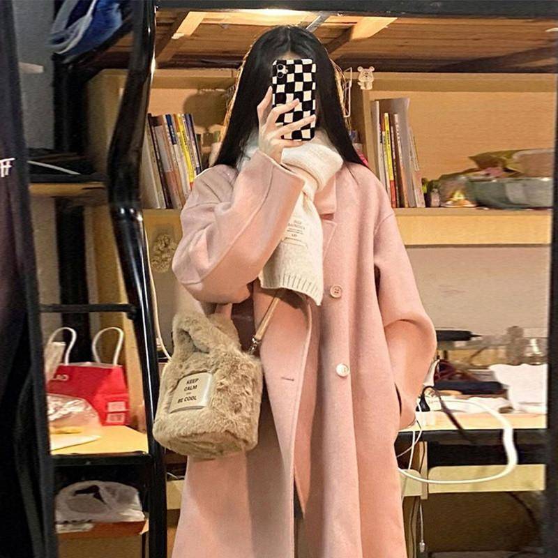 Doppelseitiger Fleece-Mantel für Damen, Mittellanger Winter-Daunenmantel im koreanischen Stil, Verdicktes Futter, Kleiner Mantel XL von Joom DACH