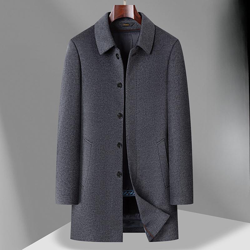 Doppelseitiger Wollmantel aus Kaschmirwolle für Männer, verdicktes Kaninchenfell, abnehmbare Ärmel, Futter, Jacke für Väter mittleren und älteren Alters 4XL von Joom DACH