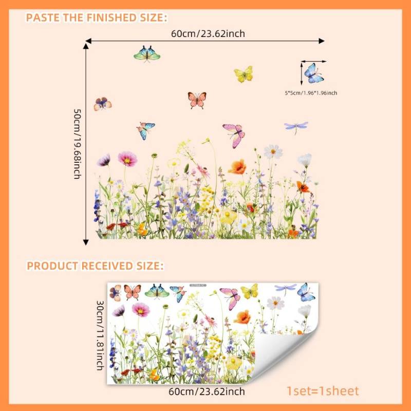 Doppelseitiger bunter Blumen-Schmetterlings-Wandaufkleber, elektrostatische Paste, Fensterglaspaste, sichtbares dekoratives Wandtattoo 30*60cm Doppelseitiger bunter Blumen-Schmetterlings-Wandaufkleber, elektrostatische Paste, Fensterglaspaste, sichtbares dekoratives Wandtattoo 30*60cm von Joom DACH