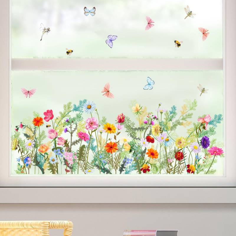 Doppelseitiger bunter Blumen-Schmetterlings-Wandaufkleber, elektrostatische Paste, Fensterglaspaste, sichtbares dekoratives Wandtattoo 30*60cm Doppelseitiger bunter Blumen-Schmetterlings-Wandaufkleber, elektrostatische Paste, Fensterglaspaste, sichtbares dekoratives Wandtattoo 30*60cm von Joom DACH