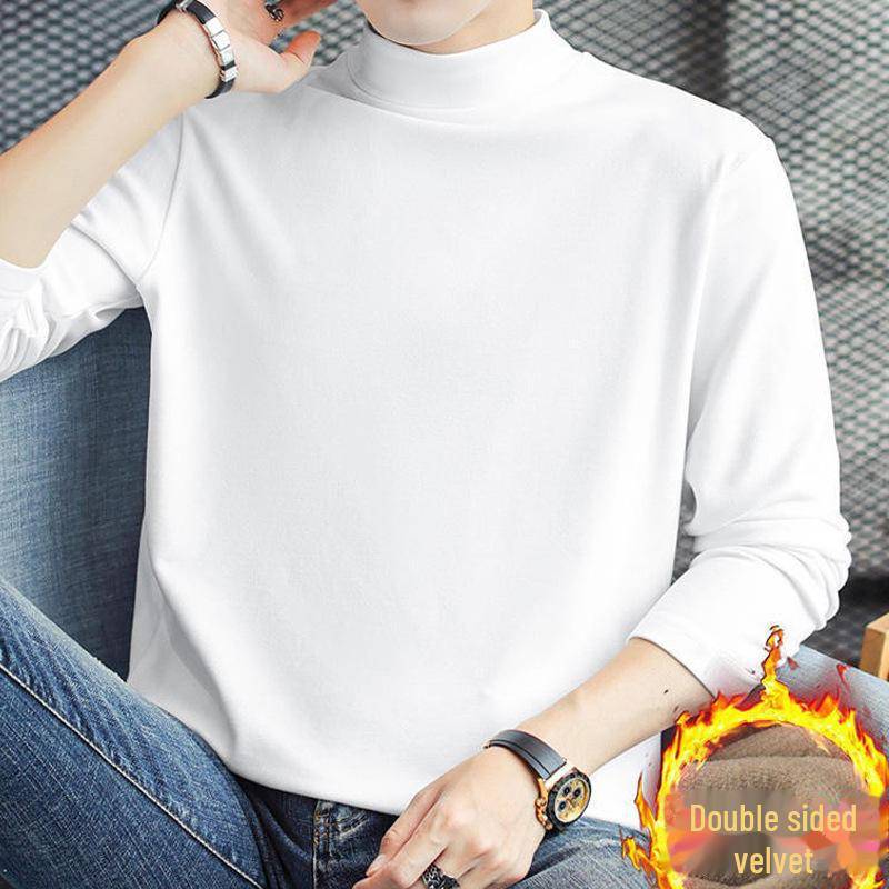 Doppelseitiges Thermo-Rollkragenhemd aus deutschem Samt für Herren, langärmelig, Winterhemd 4XL von Joom DACH