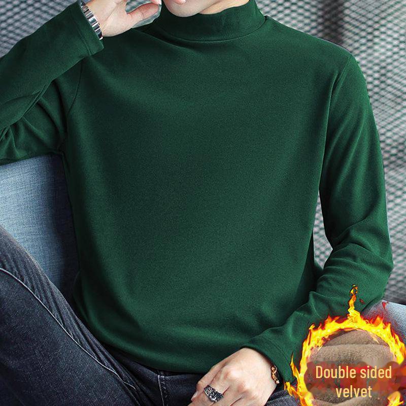 Doppelseitiges Thermo-Rollkragenhemd aus deutschem Samt für Herren, langärmelig, Winterhemd 4XL von Joom DACH