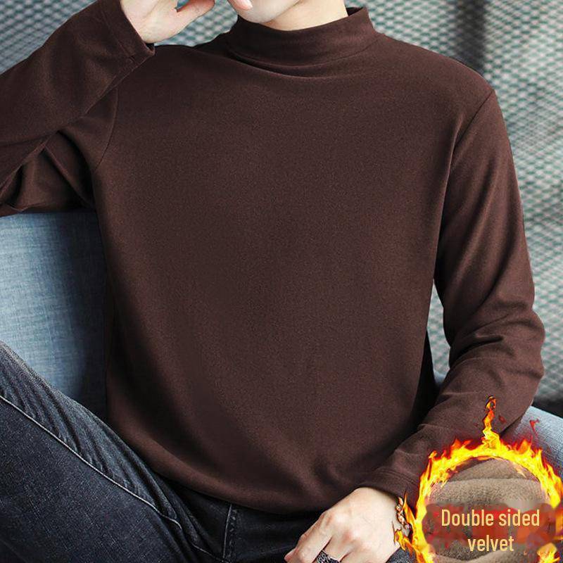 Doppelseitiges Thermo-Rollkragenhemd aus deutschem Samt für Herren, langärmelig, Winterhemd 4XL von Joom DACH